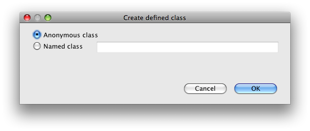 Create equivalent class dialog