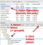 Screenshot how to upload jars to Nexus (step 1)